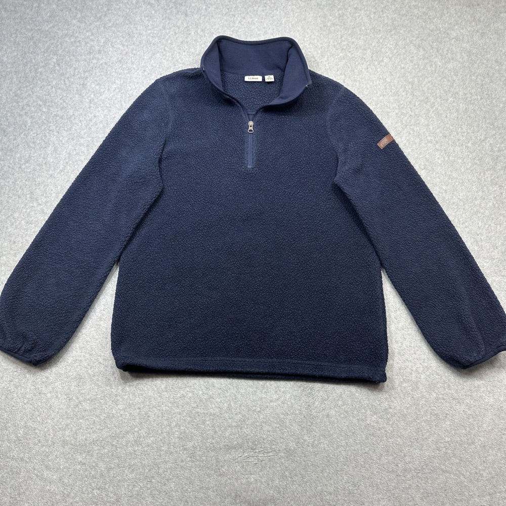 LL Bean Sherpa Fleece Pullover Women Medium Navy Blue Lightweight Outdoor Wear